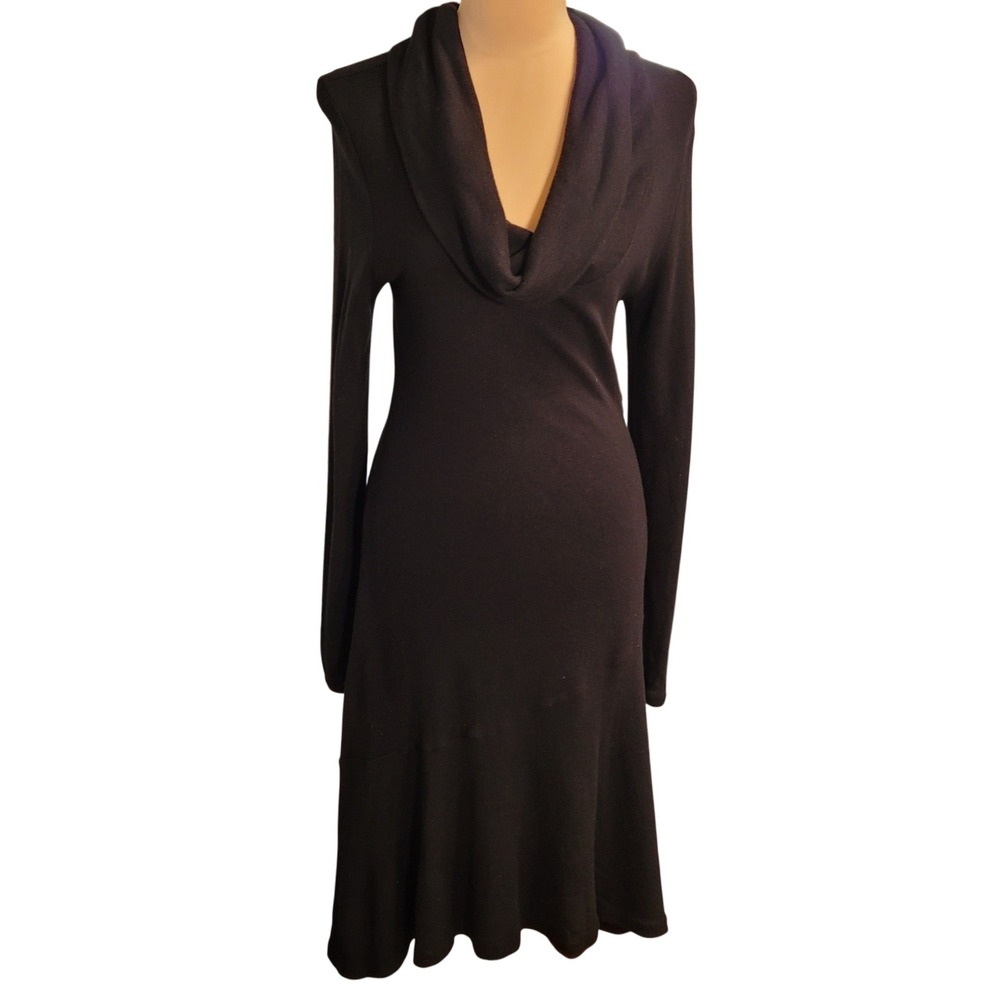 Banana Republic Wool Viscose Cowl Neck‎ Midi Sweater Dress Black M SEE PHOTOS - Picture 9 of 9
